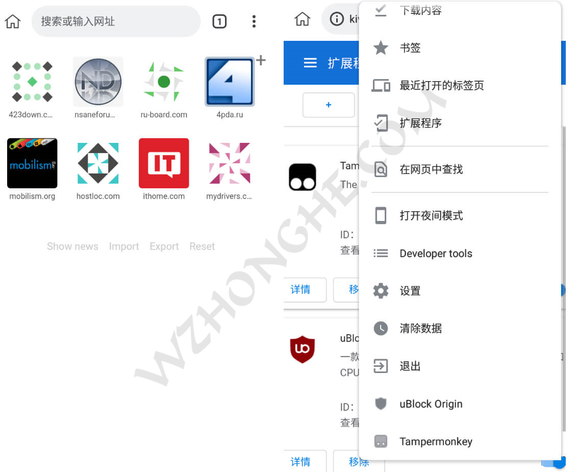 Android KiwiBrowser - 无中和wzhonghe.com